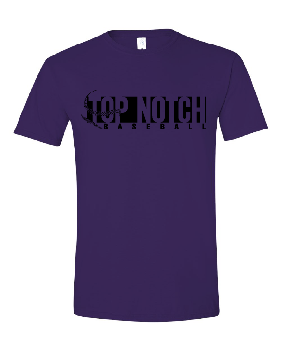 Top Notch Baseball Threads Short Sleeve distressed Purple Bolt.  (Neon Violet and Violet are Comfort Colors)