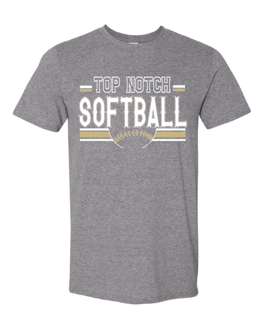 Top Notch Softball Stripes gold & white Short Sleeve (Neon Violet and Violet are Comfort Colors)