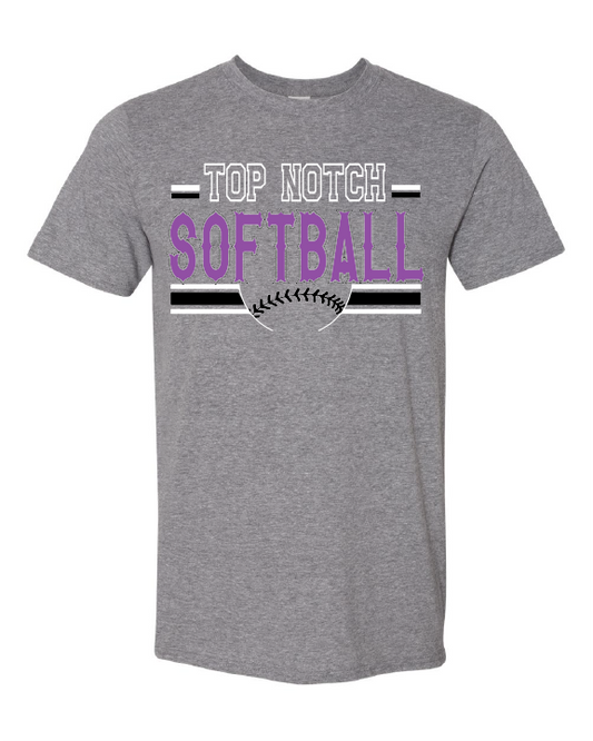 Top Notch Softball Stripes Black & white Short Sleeve (Neon Violet and Violet are Comfort Colors)