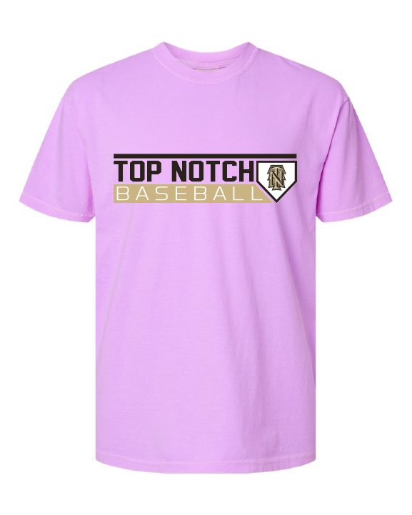 Top Notch Baseball Plate Logo Short Sleeve.  (Neon Violet and Violet are Comfort Colors)