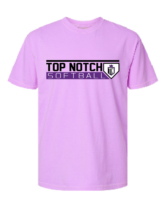 Top Notch Softball Plate Logo Short Sleeve (Neon Violet and Violet are Comfort Colors)