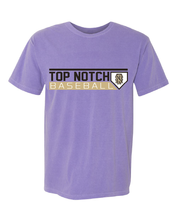 Top Notch Baseball Plate Logo Short Sleeve.  (Neon Violet and Violet are Comfort Colors)