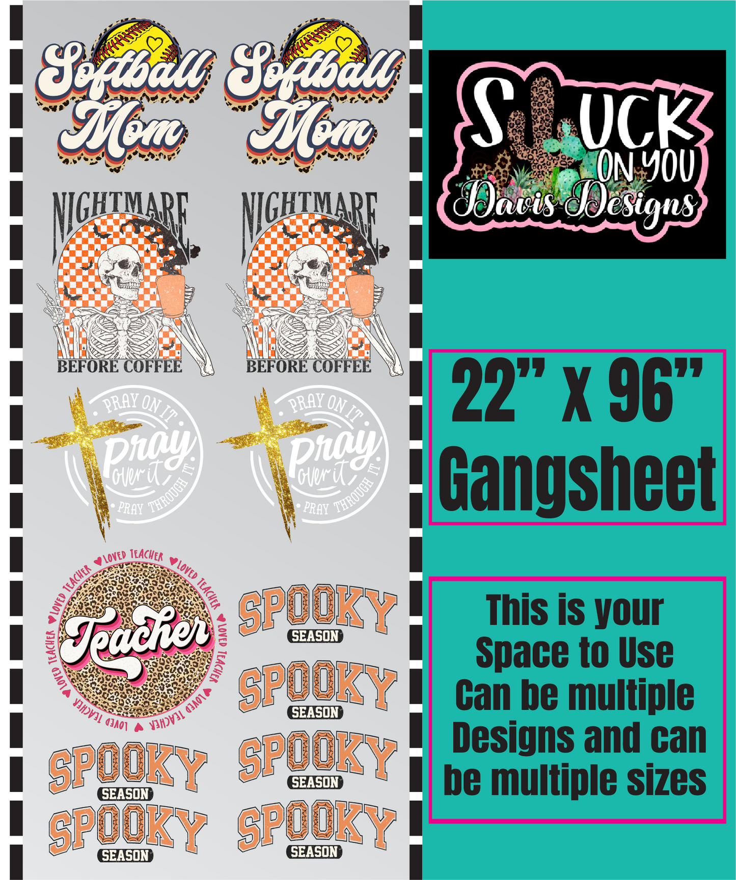 22x96 DTF Gang Sheet