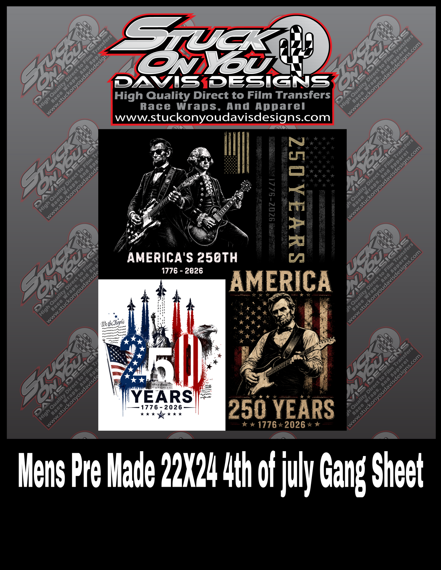 Mens Pre Made 250th Gang Sheet
