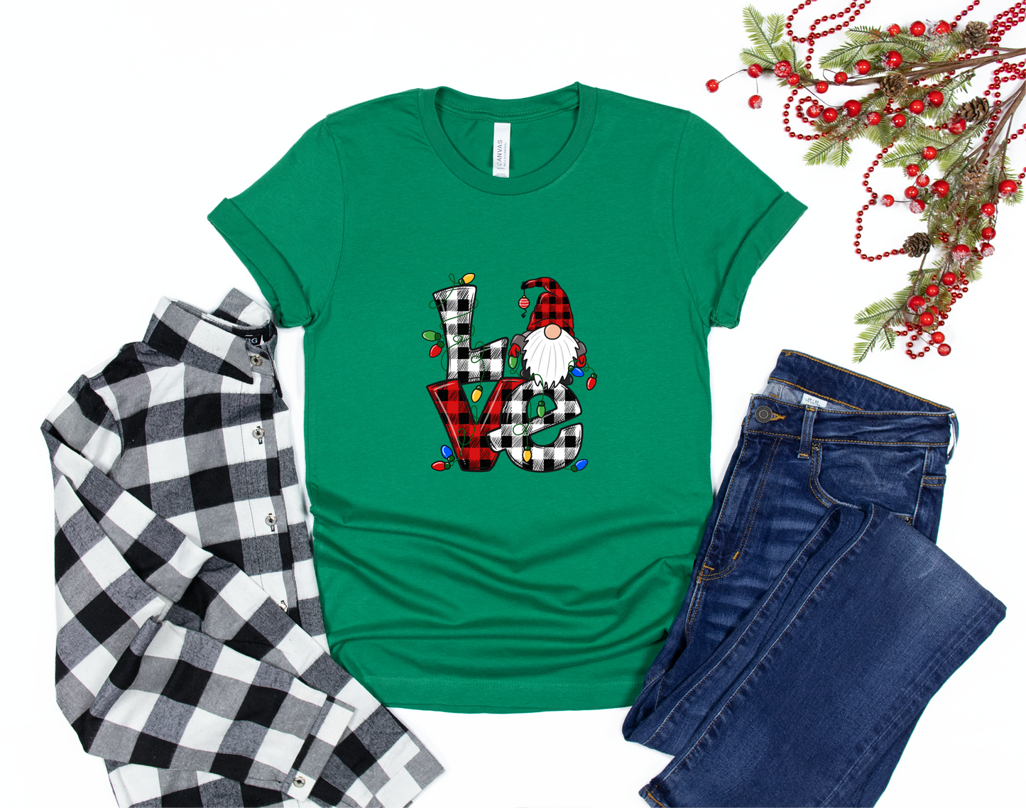 Love Gnome Buffalo Plaid