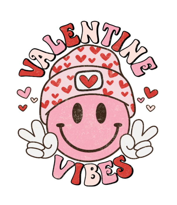Valentines Vibes Smiley Grunge
