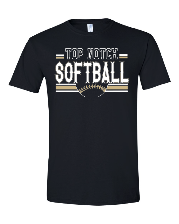 Top Notch Softball Stripes gold & white Short Sleeve (Neon Violet and Violet are Comfort Colors)