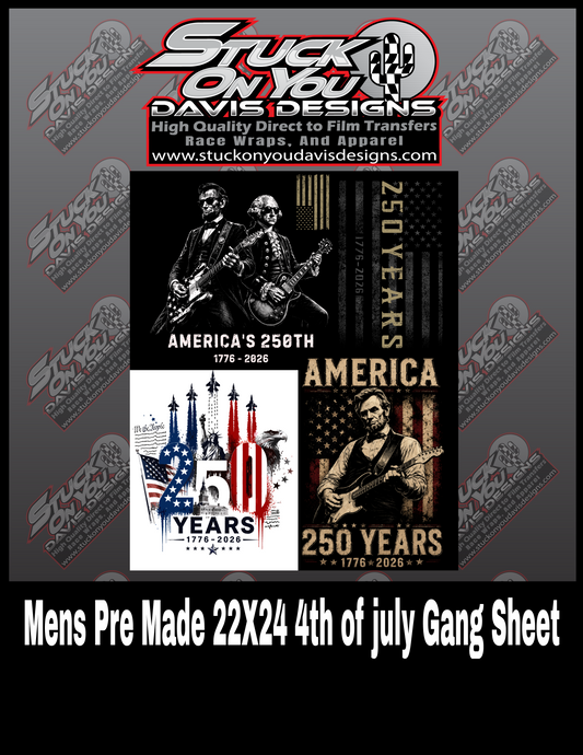 Mens Pre Made 250th Gang Sheet