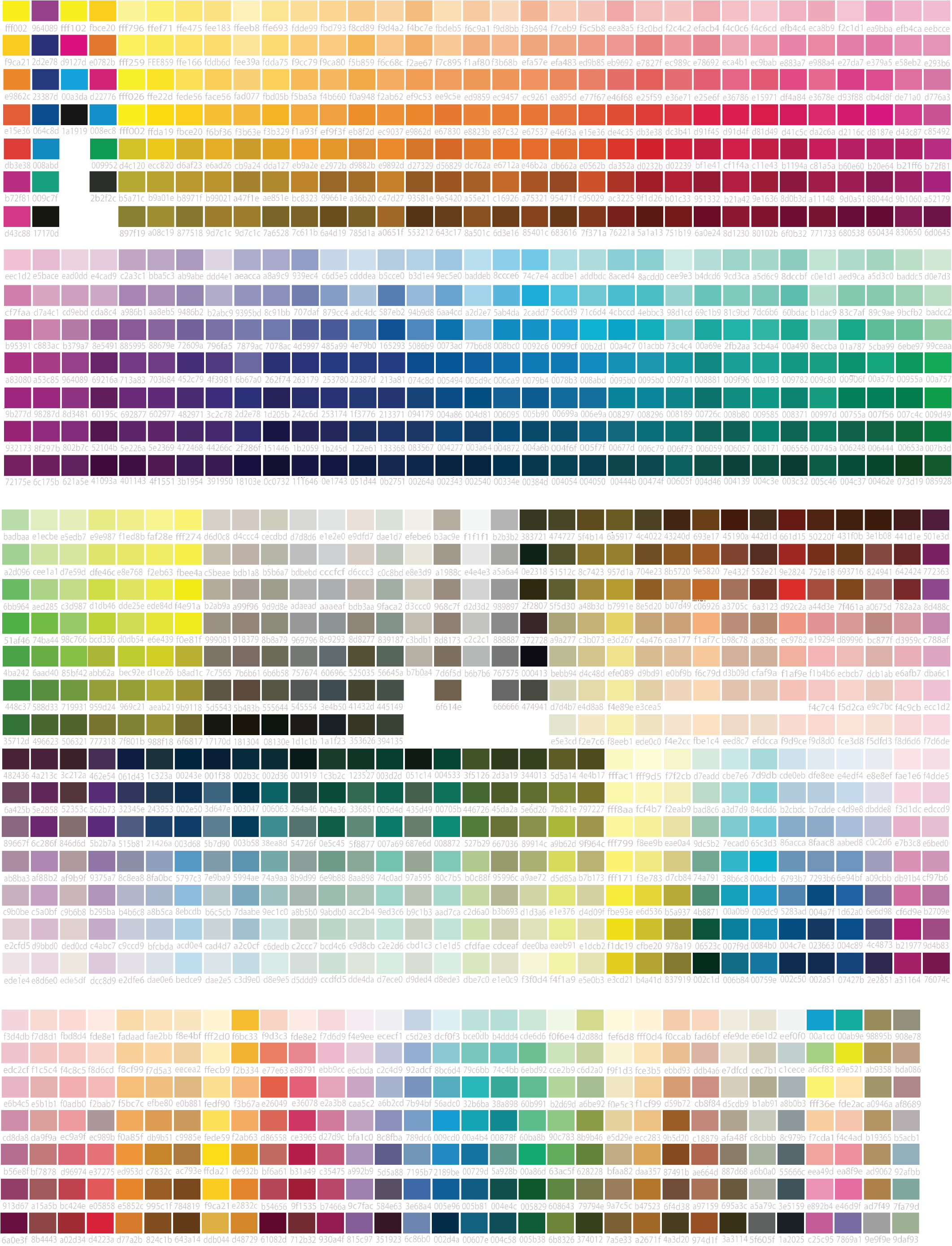Basic Printer Color Chart HEX Color Chart for Printer 4 – Stuck On You Davis Designs