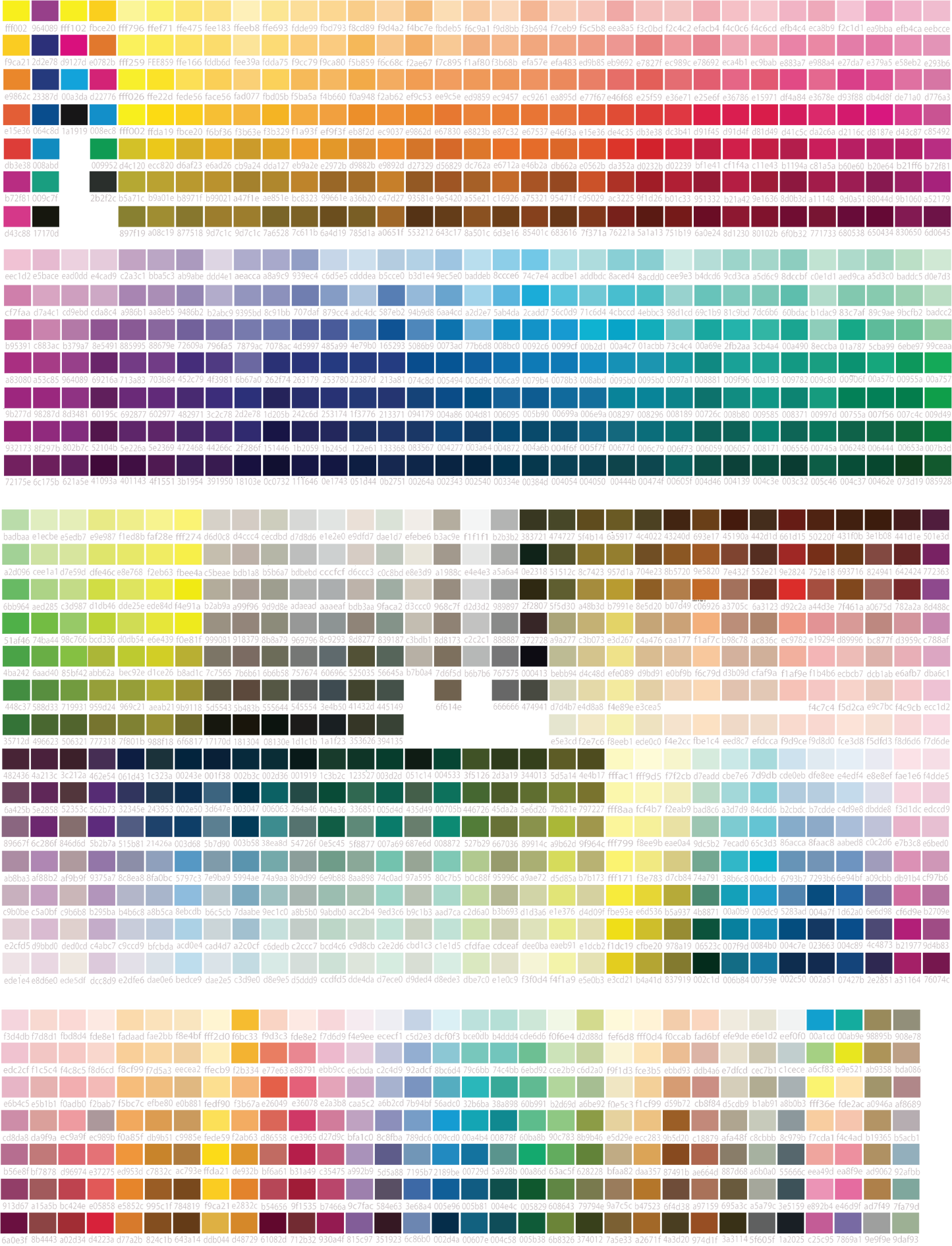 HEX Color Chart for Printer 4