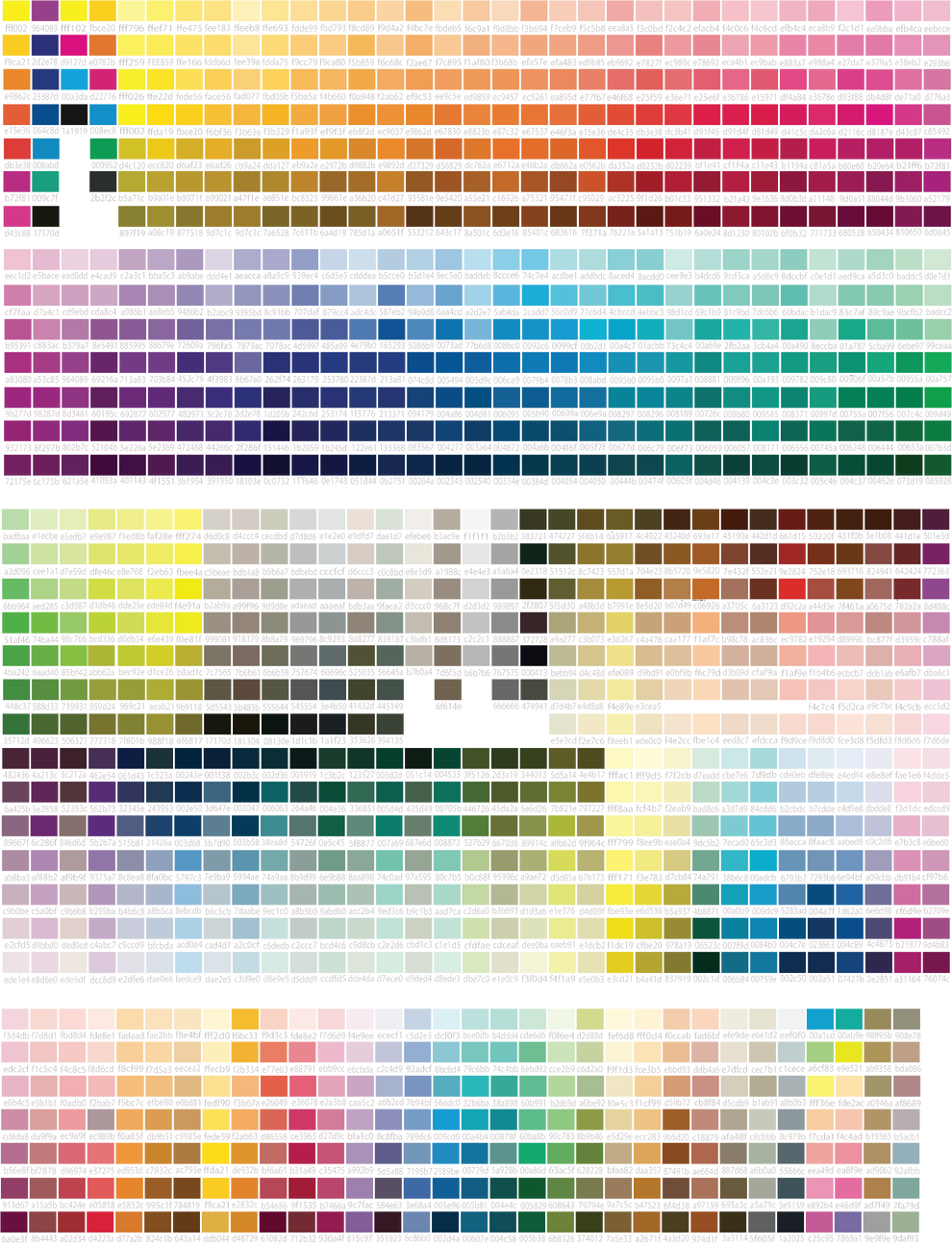 HEX Color Chart for Printer 4 – Stuck On You Davis Designs